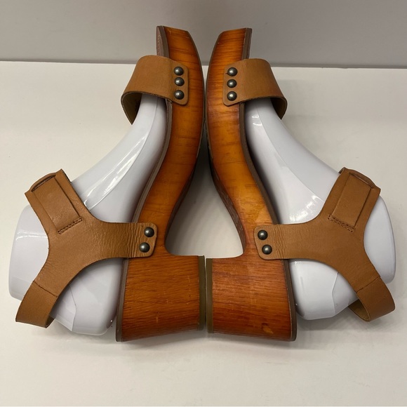 Lucky Brand Womens Hannela Brown Leather Boho Wooden Platform Sandals Size 9.5 - Picture 5 of 14